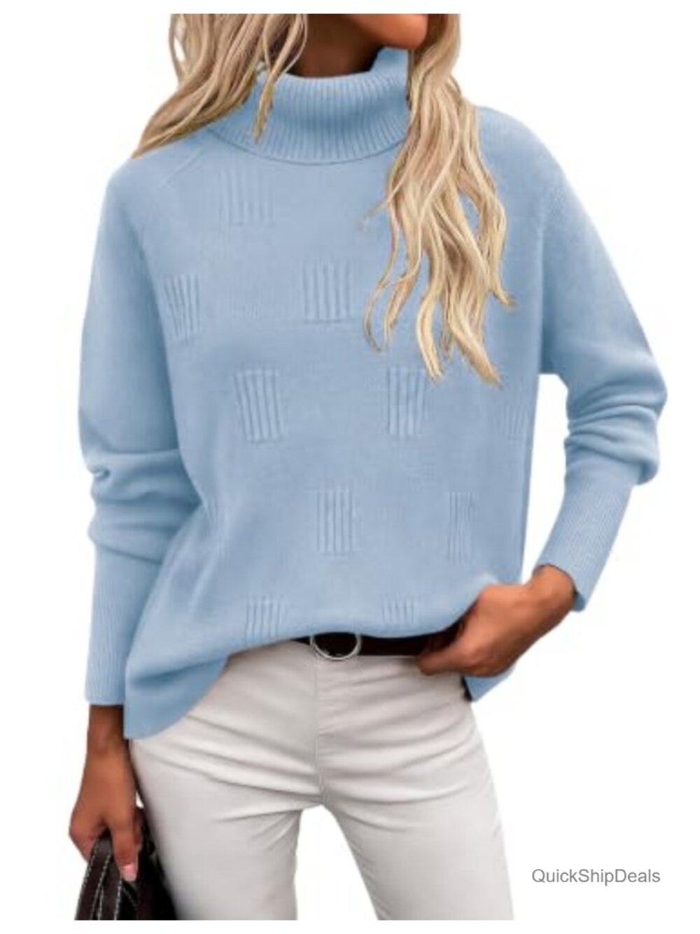 Women's Turtleneck Sweater Long Sleeve Chunky Knit Pullover Fall Winter